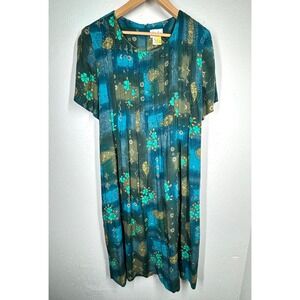 VTG Lady Darian 22WP Midi Dress Pleated Front Floral Paisley Tie Back 90s Modest
